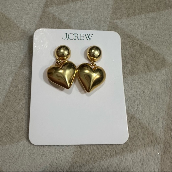J crew gold heart drop earrings - Picture 2 of 3